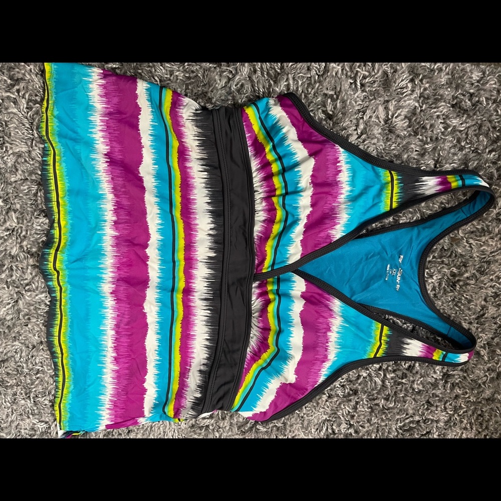Woman's Racerback Mesh Tankini Top with shorts